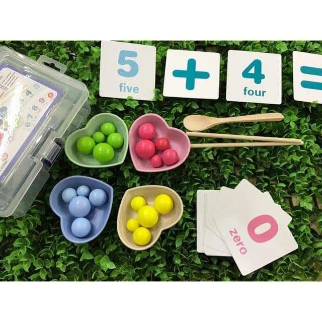 Đồ chơi gỗ Montessori bộ gắp hạt số đếm