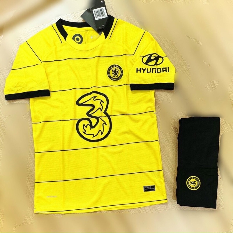 Bộ quần áo bóng đá Chelsea màu vàng 2021-2022