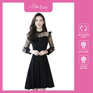 Đầm nữ dự tiệc dài tay dáng xòe tiểu thư đẹp Thời Trang Emy H2