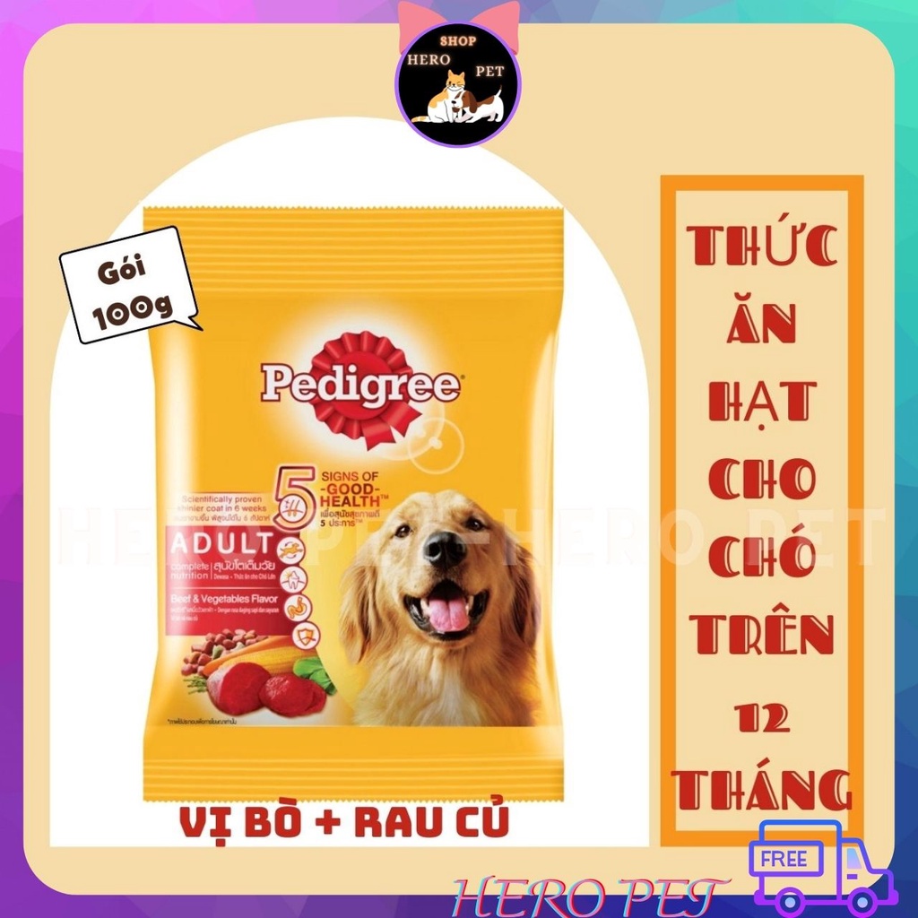 Thức Ăn Cho Chó Pedigree Vị Thịt Bò &amp; Rau Củ Gói (100g) - Hero Petshop