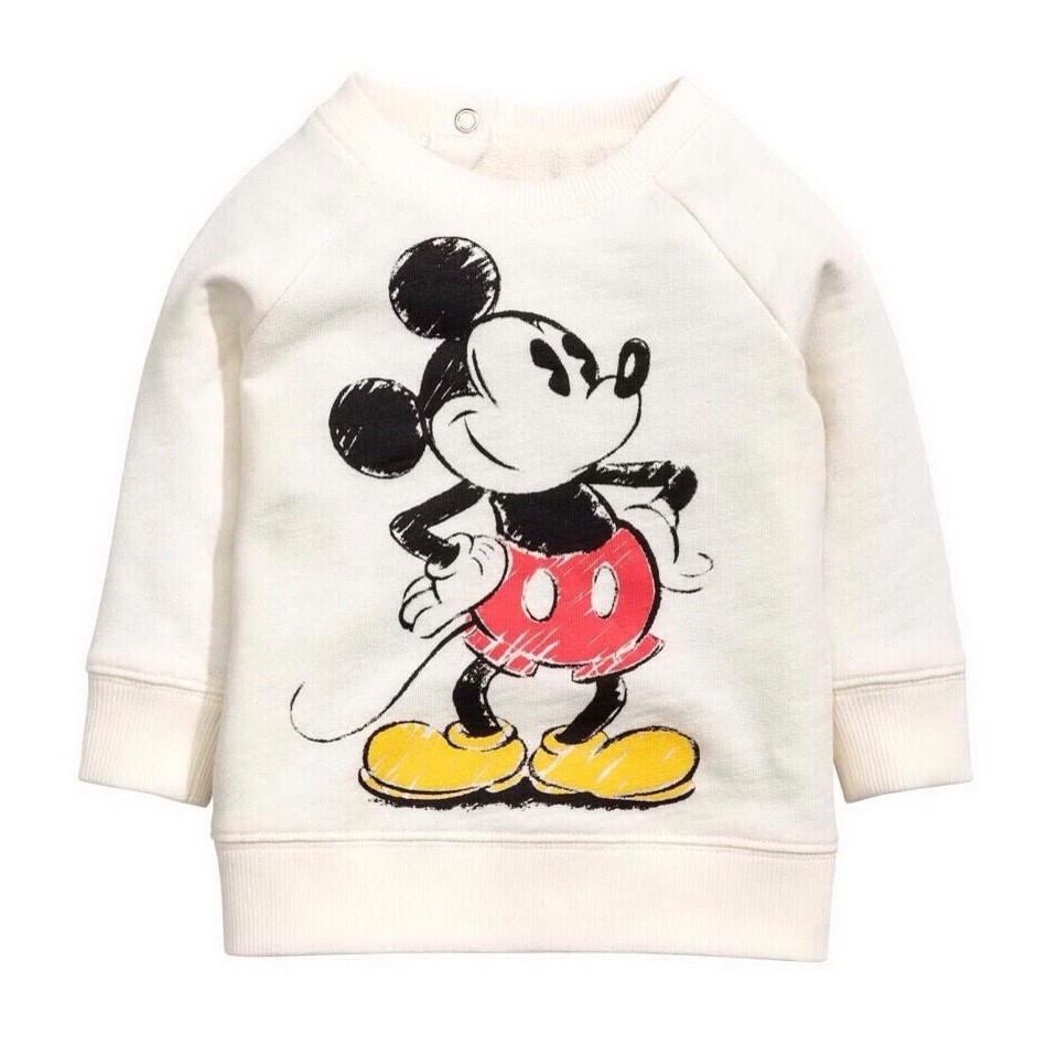 (a0006) Áo nỉ da cá chui đầu cổ tròn HM. Size 4-24m. Cambodia xuất xịn.