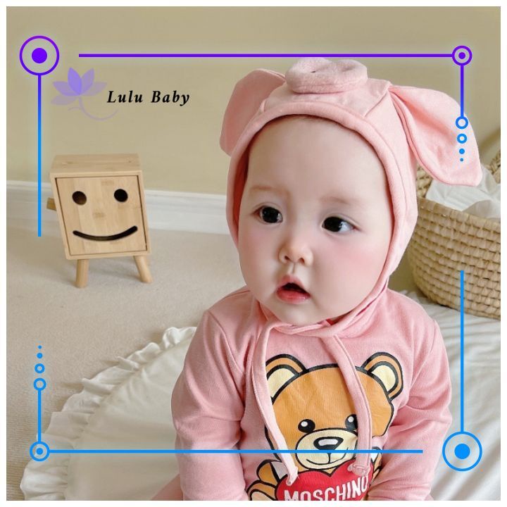 Mũ cotton buộc dây cho bé MD154 hình heo hồng dễ thương