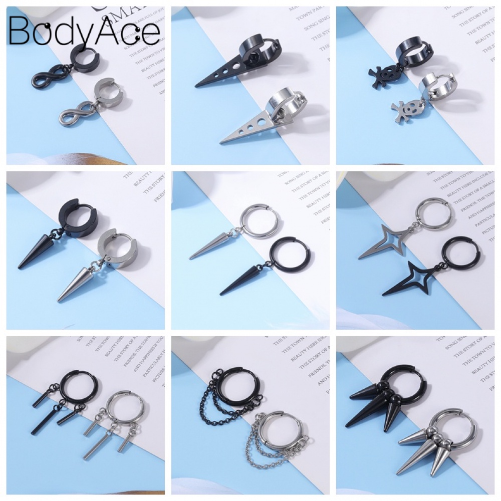 1 Khuyên Tai Hình Thánh Giá Bằng Thép Không Gỉ Phong Cách Gothic