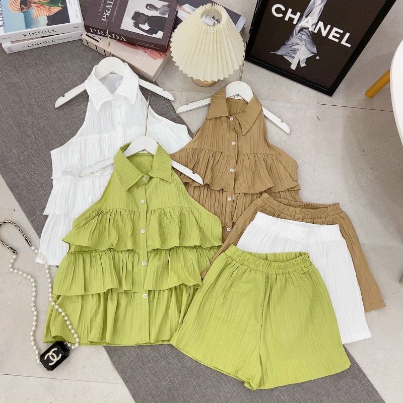 Set bộ nữ sát nách bèo tầng sang chảnh