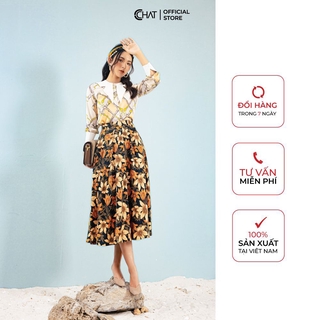 Áo sơ mi hoạ tiết phối cổ trắng cchat