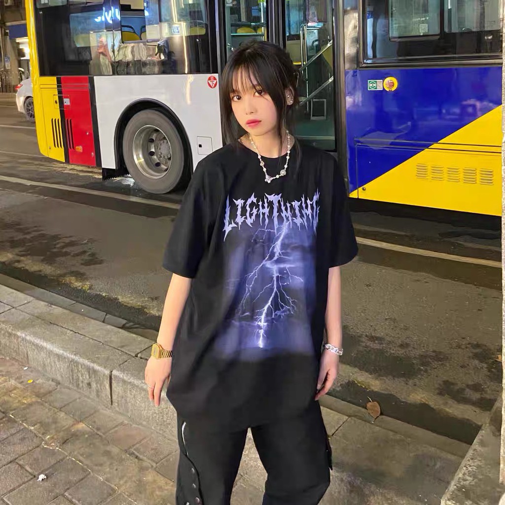[RẺ VÔ ĐỊCH] Áo thun unisex Tia Sét LIGHTHING basic form rộng tay lỡ dành cho nam nữ