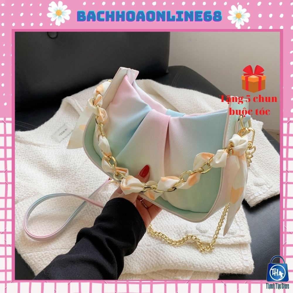 Túi xách nữ đeo chéo kẹp nách đeo vai đi chơi thời trang xích khăn pha màu Bachhoaonline68 552