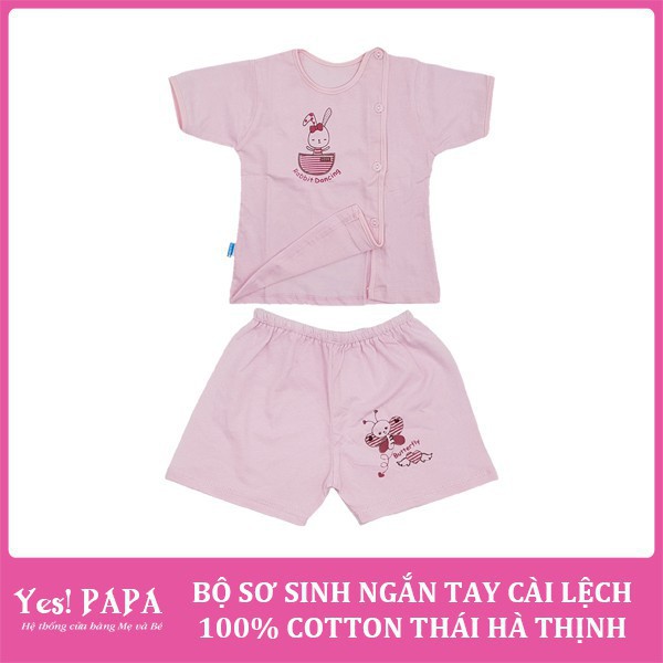 Bộ sơ sinh ngắn tay cài lệch 100% cotton Thái Hà Thịnh