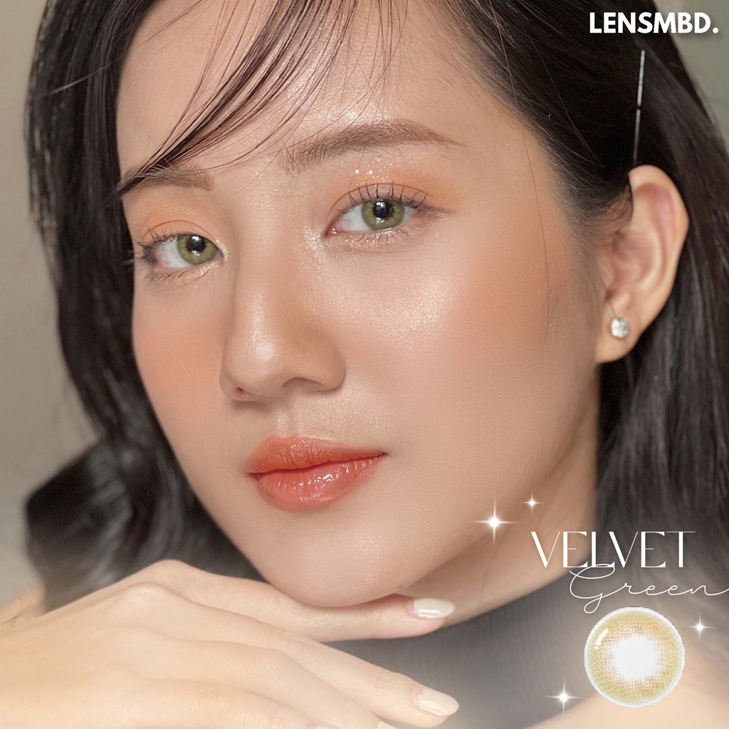 LENS KÍNH ÁP TRÒNG NỘI ĐỊA TRUNG XANH RÊU TÂY SÁNG VỪA VELVET GREEN LENSMBD X DOUYIN
