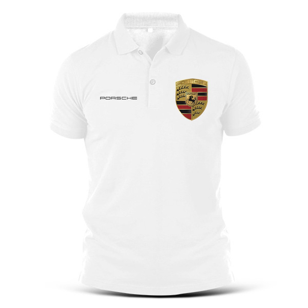 Áo thun POLO ngắn tay in logo xe hơi Porsche