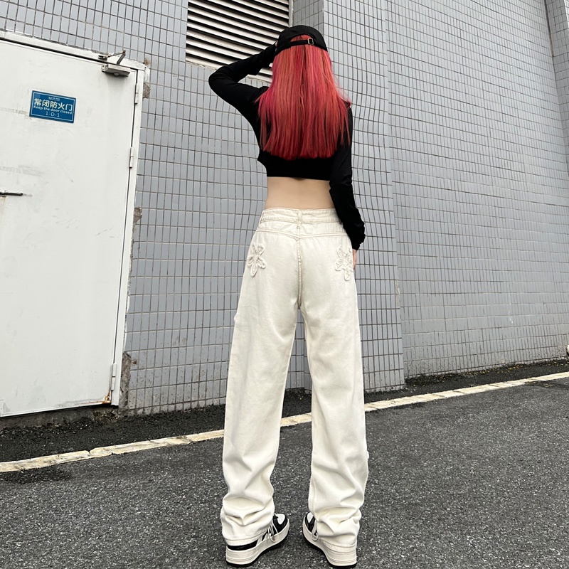 Quần Jeans Nữ Lưng Cao Dáng Rộng Thời Trang Cá Tính