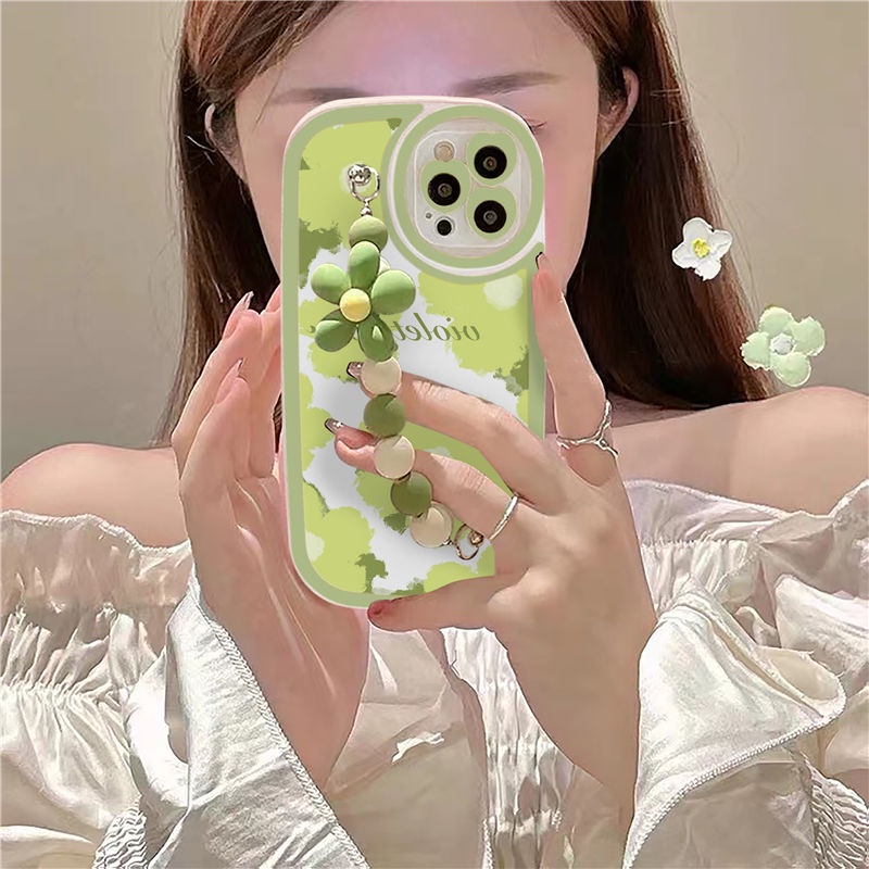 Ốp Điện Thoại Silicon Mềm Hình Hoa Có Dây Đeo Tay Cho iPhone11 12 XR XS 7plus 8 6s 13promax