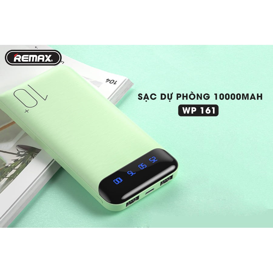 Sạc Dự Phòng WK-161 Dung Lượng 10.000mAh Wk-161 Tích Hợp Màn Hình Dùng Cho Tất Cả Các Dòng Điện Thoại- Bảo Hành 12 Tháng