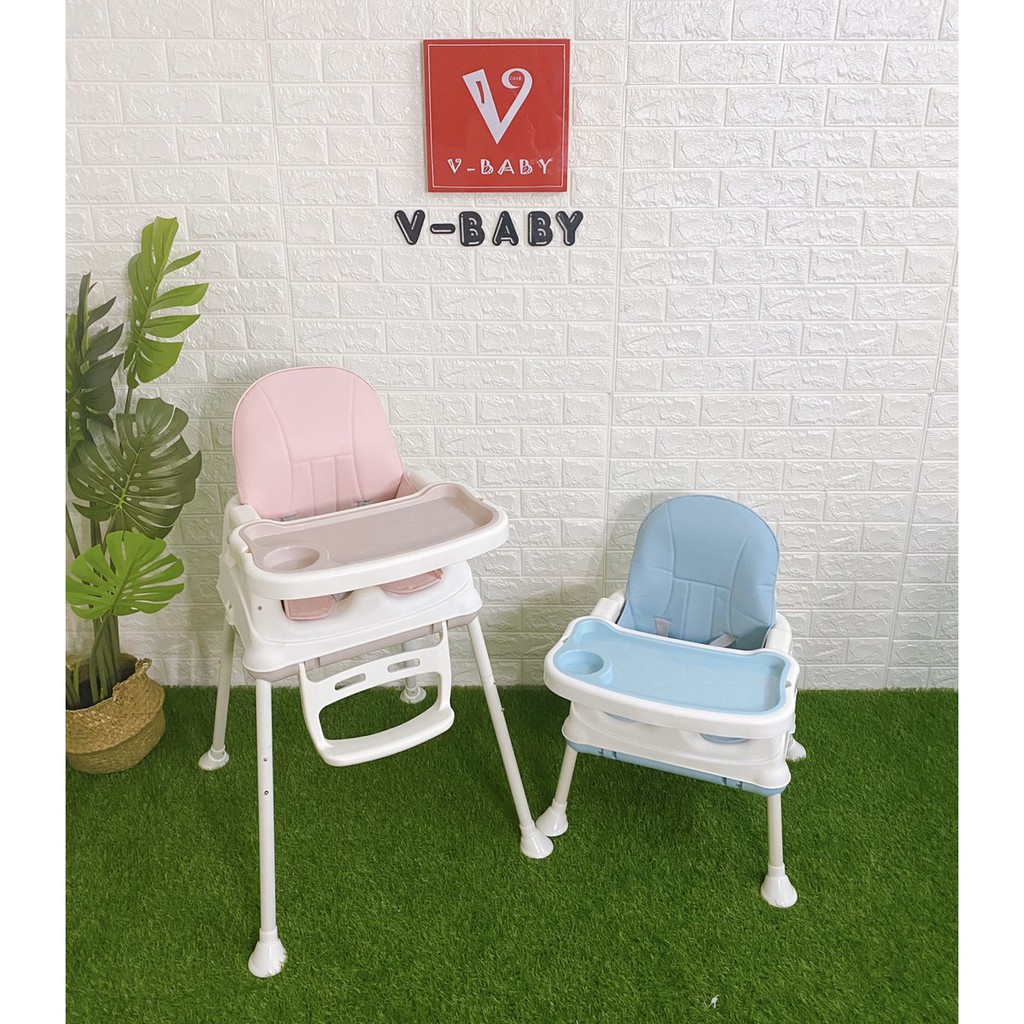 GHẾ ĂN DẶM CAO CẤP V- BABY 909 MẪU MỚI 2022 CÓ BÁNH XE GẤP GỌN NGÃ TỰA LƯNG VÀ V- BABY 808