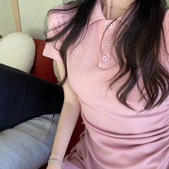 Đầm midi SUXI tay ngắn màu sắc đơn giản thanh lịch