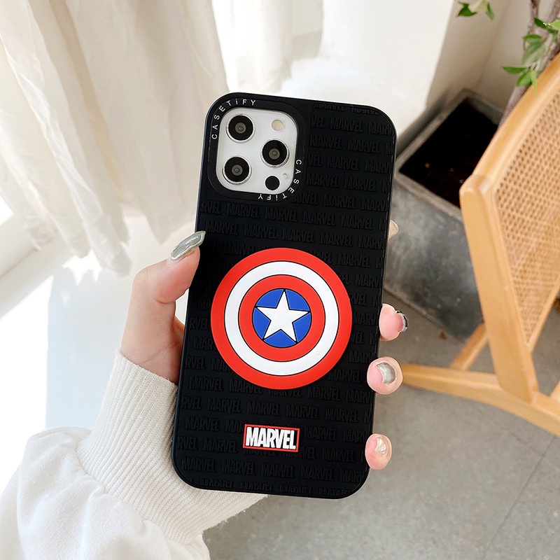 Ốp điện thoại silicone TPU mềm chống sốc in hình siêu anh hùng Marvel cho iPhone 11 12 13 7 8 6