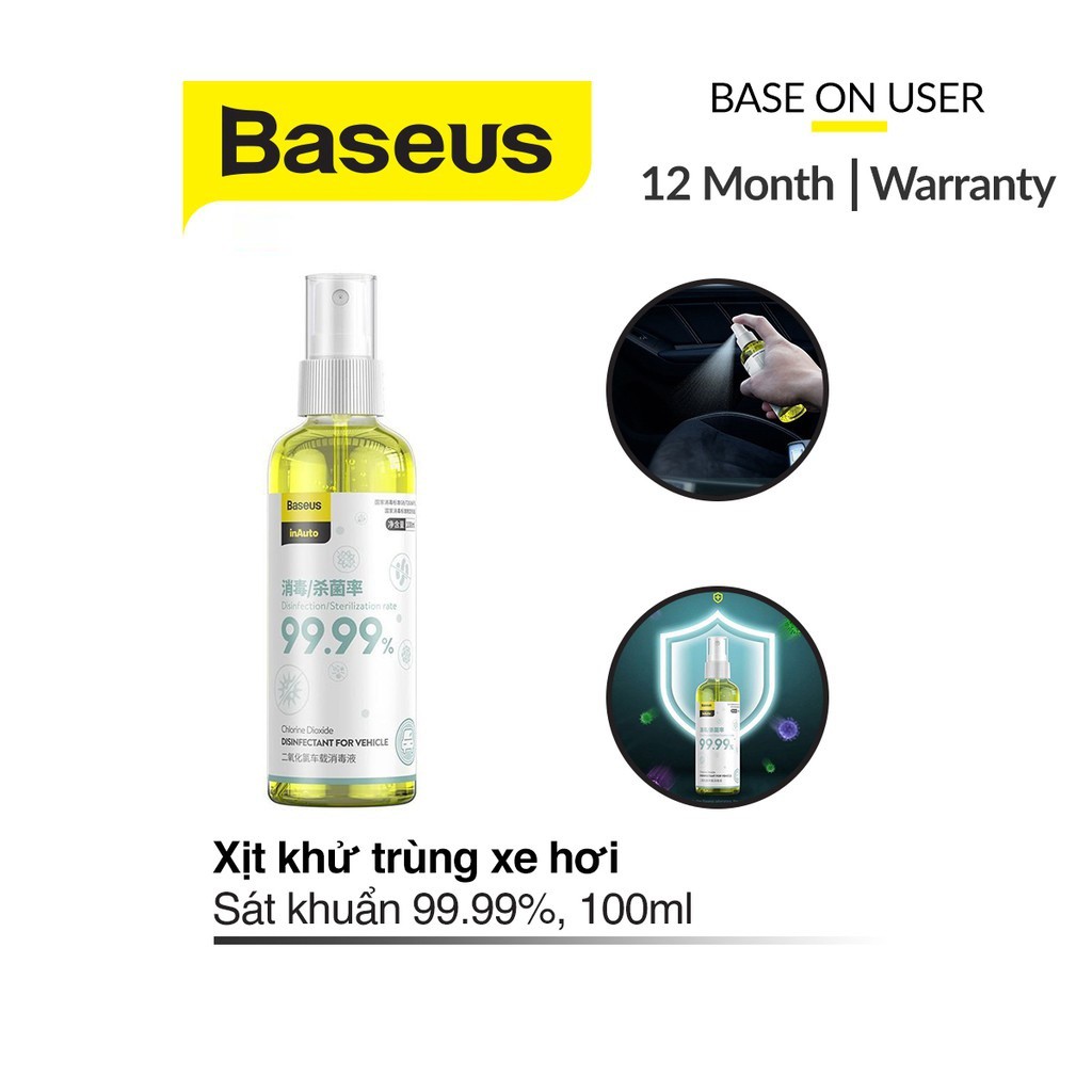 Chai xịt Baseus Disinfectant For Vedicle dung tích 100ml khử trùng cá nhân, khử trùng nội thất ô tô