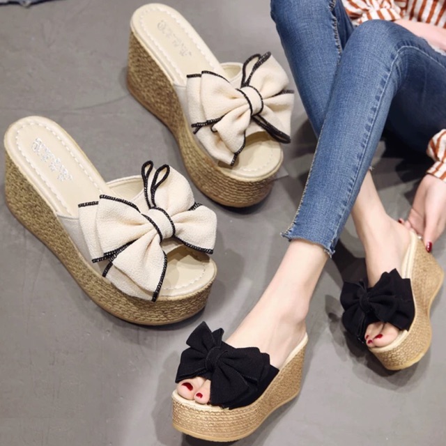 Guốc đế xuồng quai ngang đính nơ