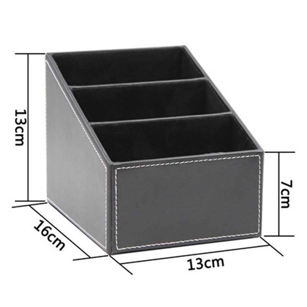 Hộp đựng đồ để bàn da PU thiết kế từng nấc chia 3 ngăn dành cho chìa khóa bút điện thoại điều khiển từ xa