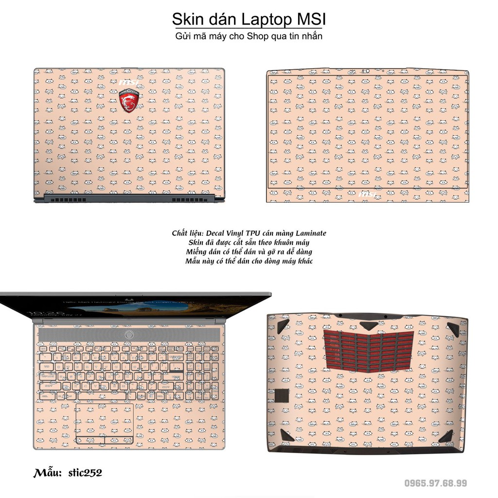 Skin dán Laptop MSI in hình mèo con - stic252 (inbox mã máy cho Shop)