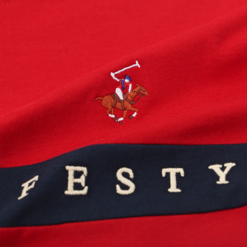 Beverly Hills Polo Club - Áo thun Ngắn tay Nam Regular Fit Đỏ phối trắng RM1- BHPC TSMRSW21TL049