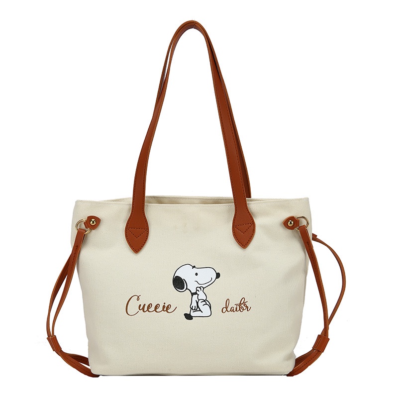 Túi Xách tote Vải canvas In Hình Snoopy Đáng Yêu Thời Trang Cho Nữ