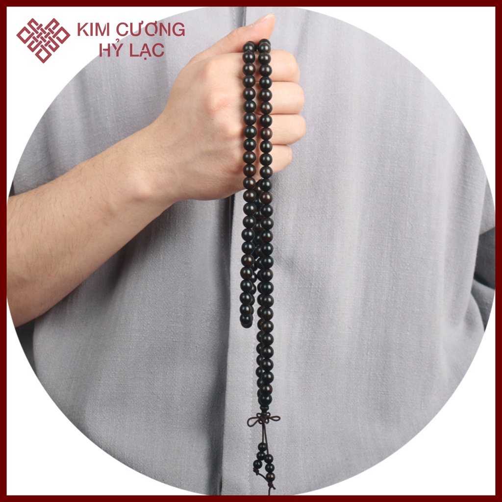 Chuỗi Đeo Tay Vòng Phong Thuỷ 108 Hạt, Gỗ Mân Đuôi Công Gỗ Cánh Gà Tự Nhiên Size 6, Size 8Mm 108 Hạt  _ Kim Cương Hỷ Lạc
