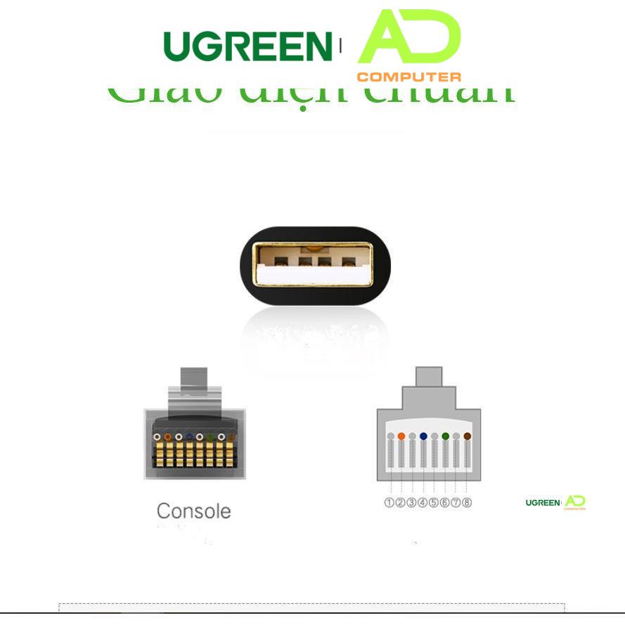 Dây cáp USB 2.0 sang RJ45 FTDI UGREEN CM204 50773 60813 (chuẩn 8 pin) - Hàng phân phối chính hãng - Bảo hành 18 tháng