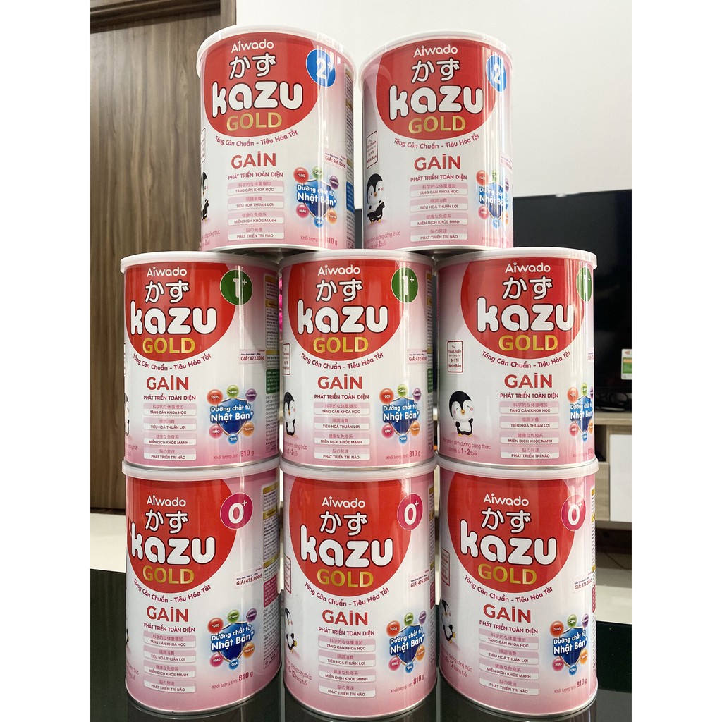 SỮA BỘT KAZU GAIN GOLD số 0+, 1+ và 2+ lon 810g HSD 2025