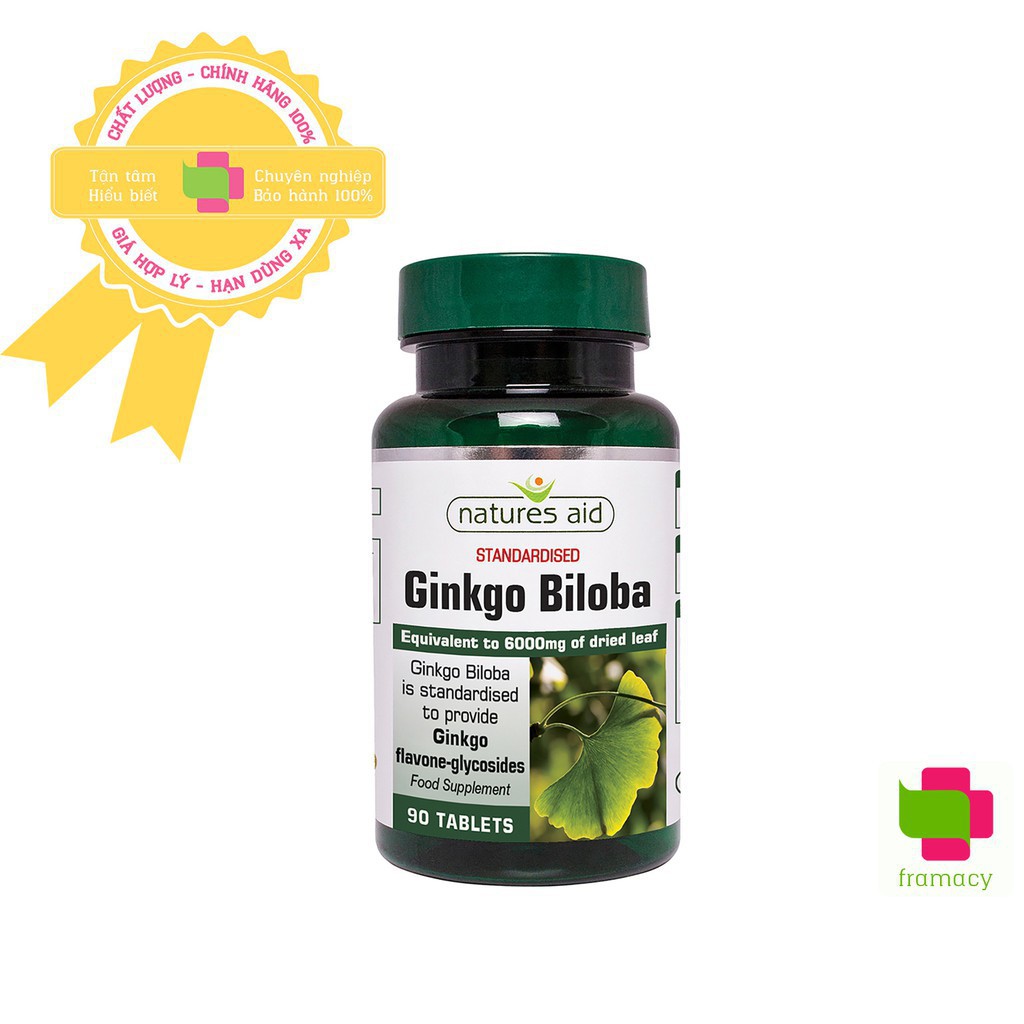 Viên uống bổ não Healthy Care/Natures Aid Ginkgo Biloba, Úc (100/90viên) tăng tuần hoàn máu não, tăng nhận thức, trí nhớ