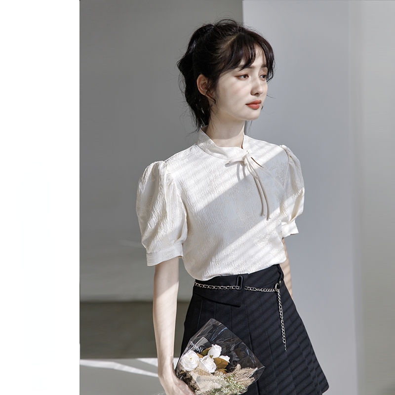 Áo Kiểu Tay Phồng Phong Cách retro Trung Hoa Thiết Kế Mới Thời Trang Mùa Hè Cho Nữ