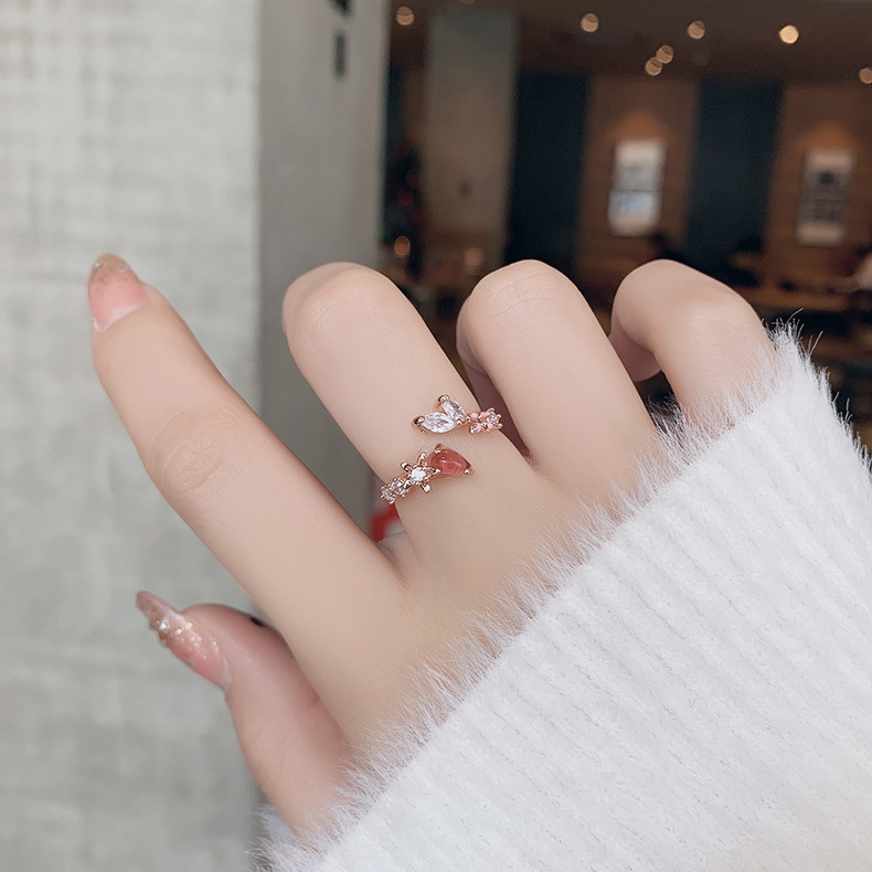 OIMG  Nhẫn Đính Đá Zircon Kiểu Dáng Dễ Thương Xinh Xắn Cho Nữ