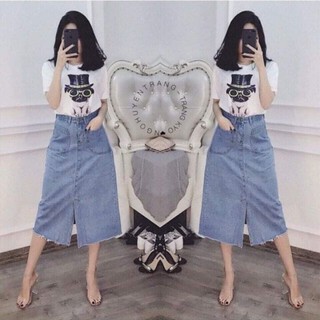 {Hàng sẵn} CHÂN VÁY BÒ DÁNG A DÀI CO GIÃN