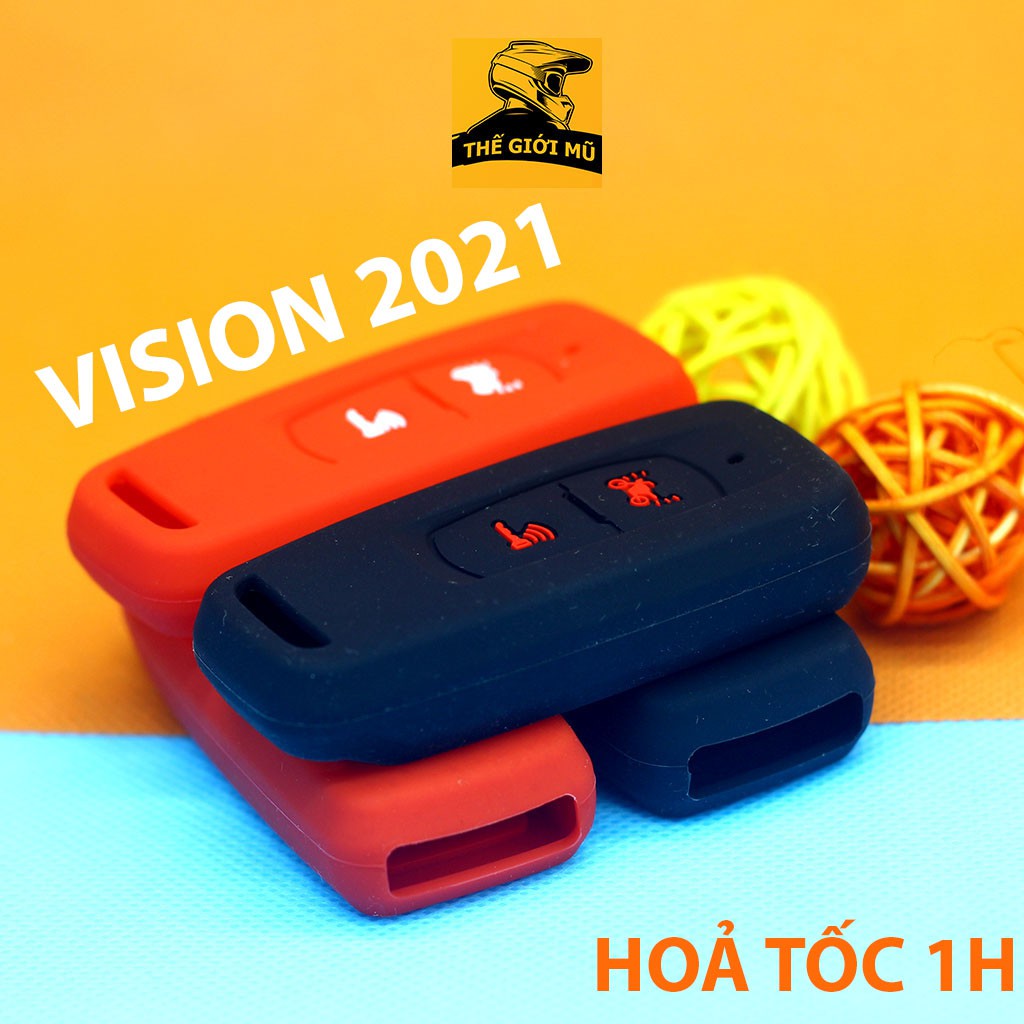 Bọc chìa khoá smart key Vision 2021 đời mới nhất màu đen đỏ silicon,Thế Giới Mũ