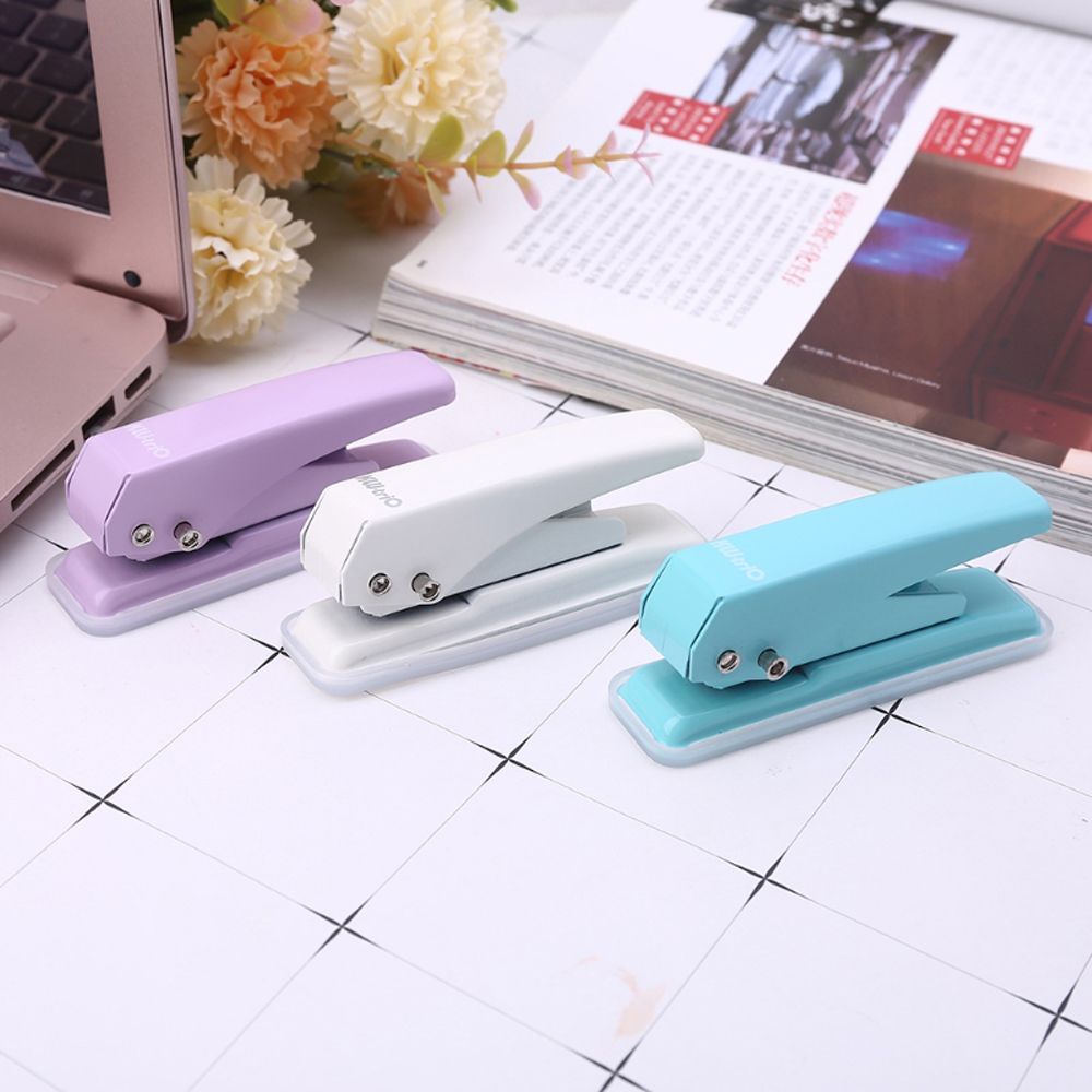 DWAYNE Portable Metal Hole Puncher Office Manual Puncher Hole Punch School Paper Cutter Solid color Stationery Offices Stationery Loose-Leaf 6mm Single Hole/Multicolor