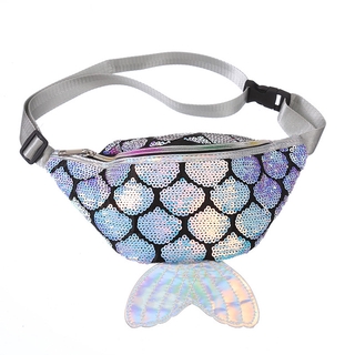 LOCIMOLE BAG Bag female new fashion sports pockets creative sequins children fish tail single shoulder diagonal sequin b