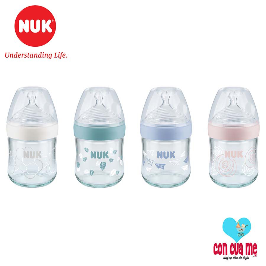 [Chính hãng có tem PP] Bình sữa NUK thủy tinh Nature Sense 120-240ml núm ti Silicone