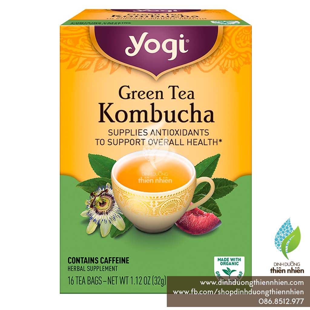 Trà Xanh Kombucha Hữu Cơ Yogi Organic Green Tea Kombucha