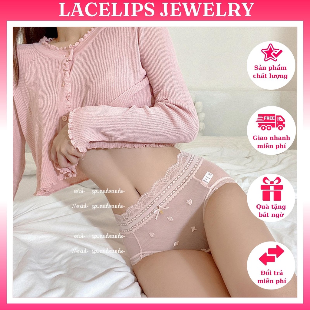 Quần lót nữ ren  - quần chip nữ cạp tàng hình họa tiết trái tim - quyến rũ sexy_Mã 3621