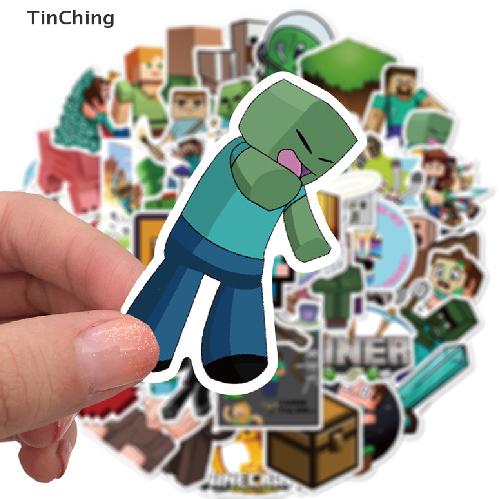 Bộ 50 Miếng Dán Chống Thấm Nước Họa Tiết Hoạt Hình Minecraft Độc Đáo Trang Trí Ván Trượt / Laptop