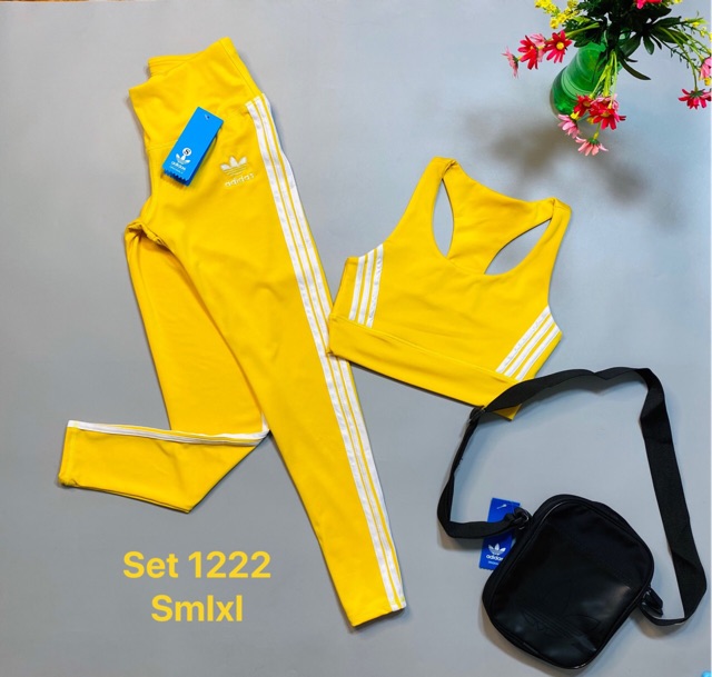 [Mã WASTCOOL giảm 15% tối đa 50K đơn 99K] SET BỘ TẬP GYM YOGA - BỘ QUẦN ÁO BRA 3 SỌC CAO CẤP