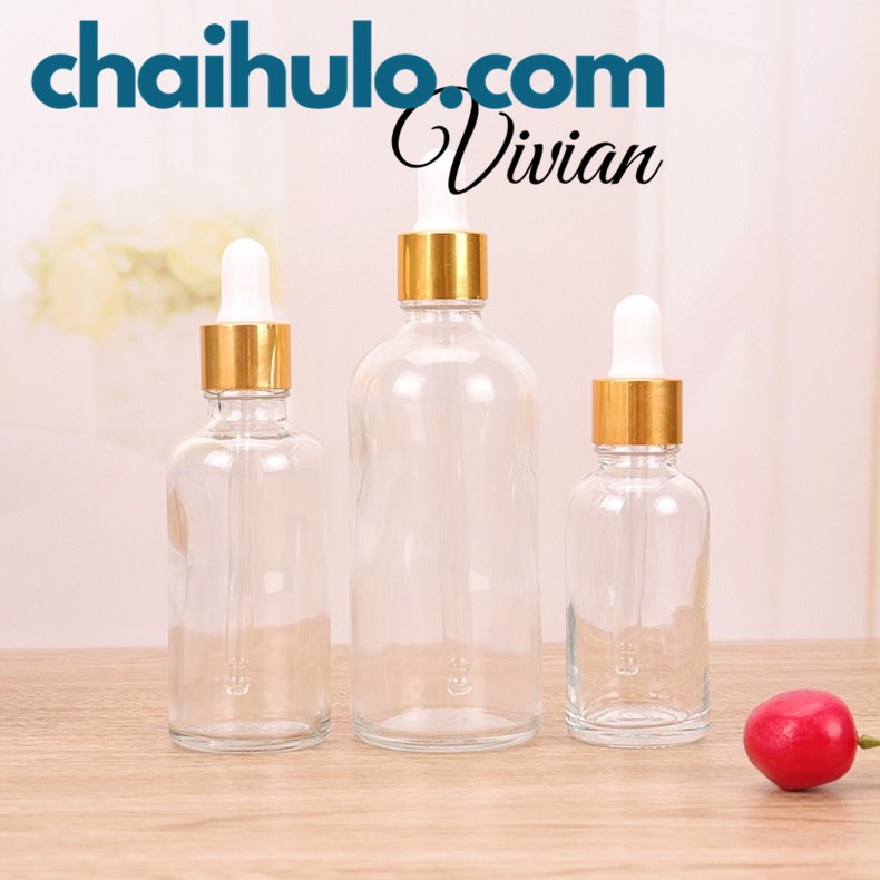 15ml - Lọ Chiết Mỹ Phẩm Lọ Chiết Serum Mini Chai Lọ Thủy Tinh Đựng Tinh Dầu Màu Nâu/Trong suốt Nắp Bóp Đen/Vàng Nhỏ Giọt