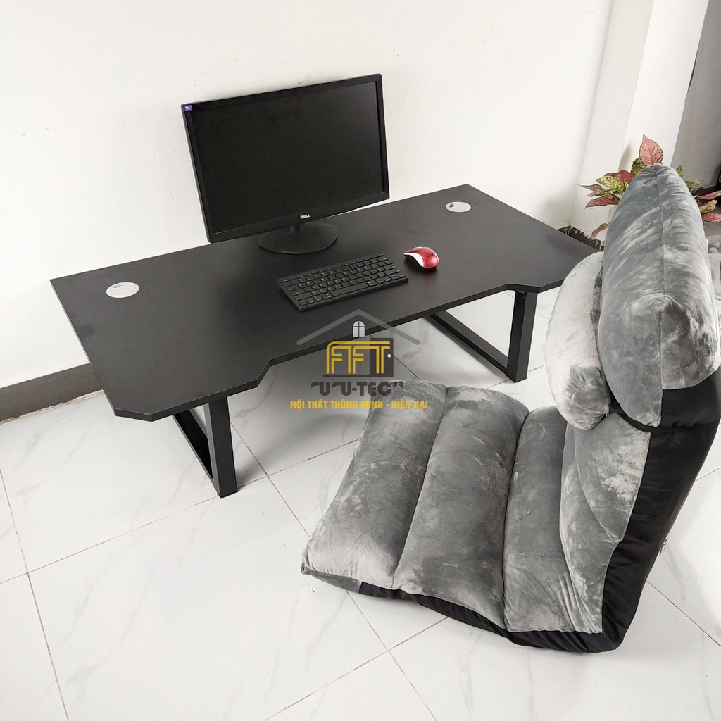 Bàn Ghế Ngồi Bệt Gaming V2 Fufutech 120x60 Khung Chân Xếp Gọn, Tiện Lợi, Thoải Mái (Màu Xám)