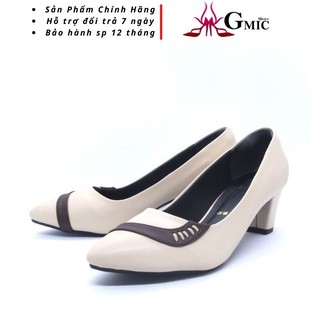 Giày Cao Gót Nữ Gót Trụ  5 Phân Vừa Phải Kiểu Phối Màu Sang Trọng Hàng Chính Hãng GMIC