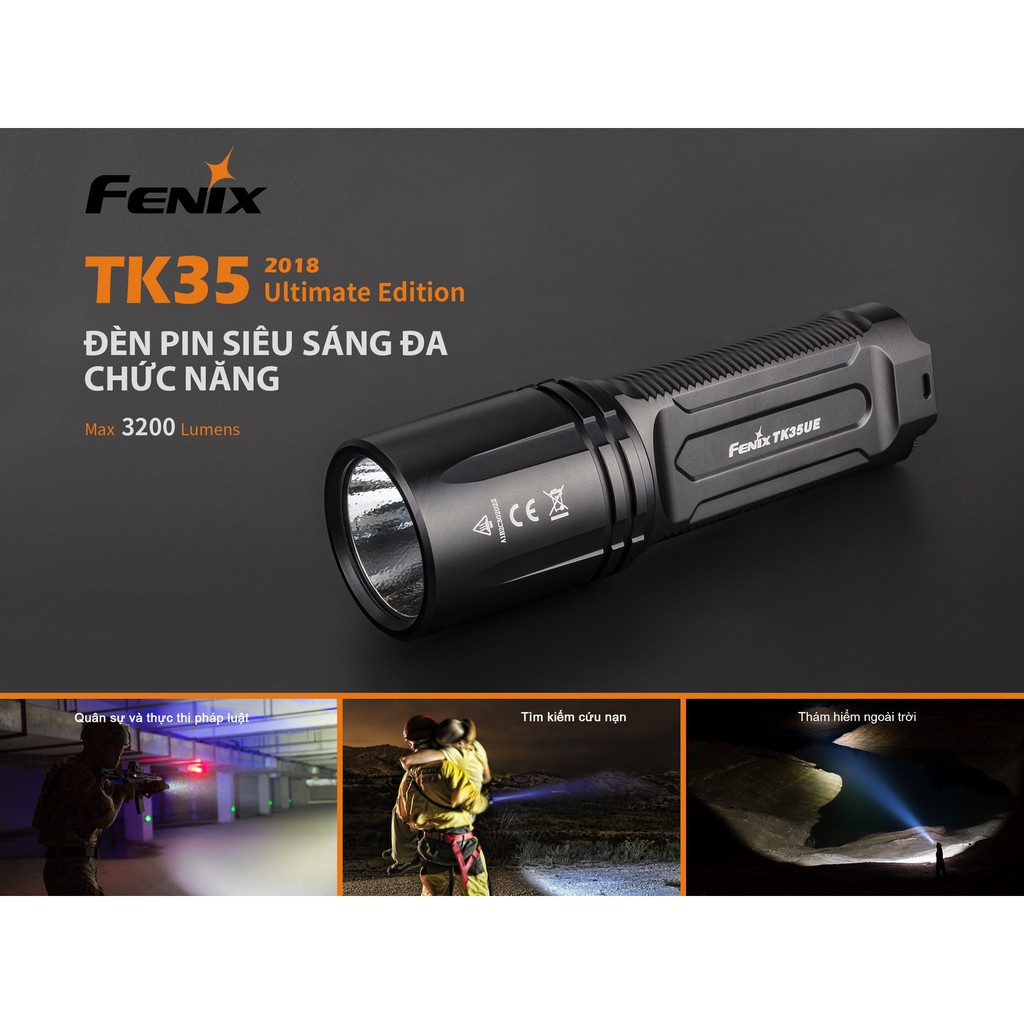 CHÍNH HÃNG FENIX - Đèn pin chuyên dụng  TK35 UE - 3200 Lumens (2018 Edition)
