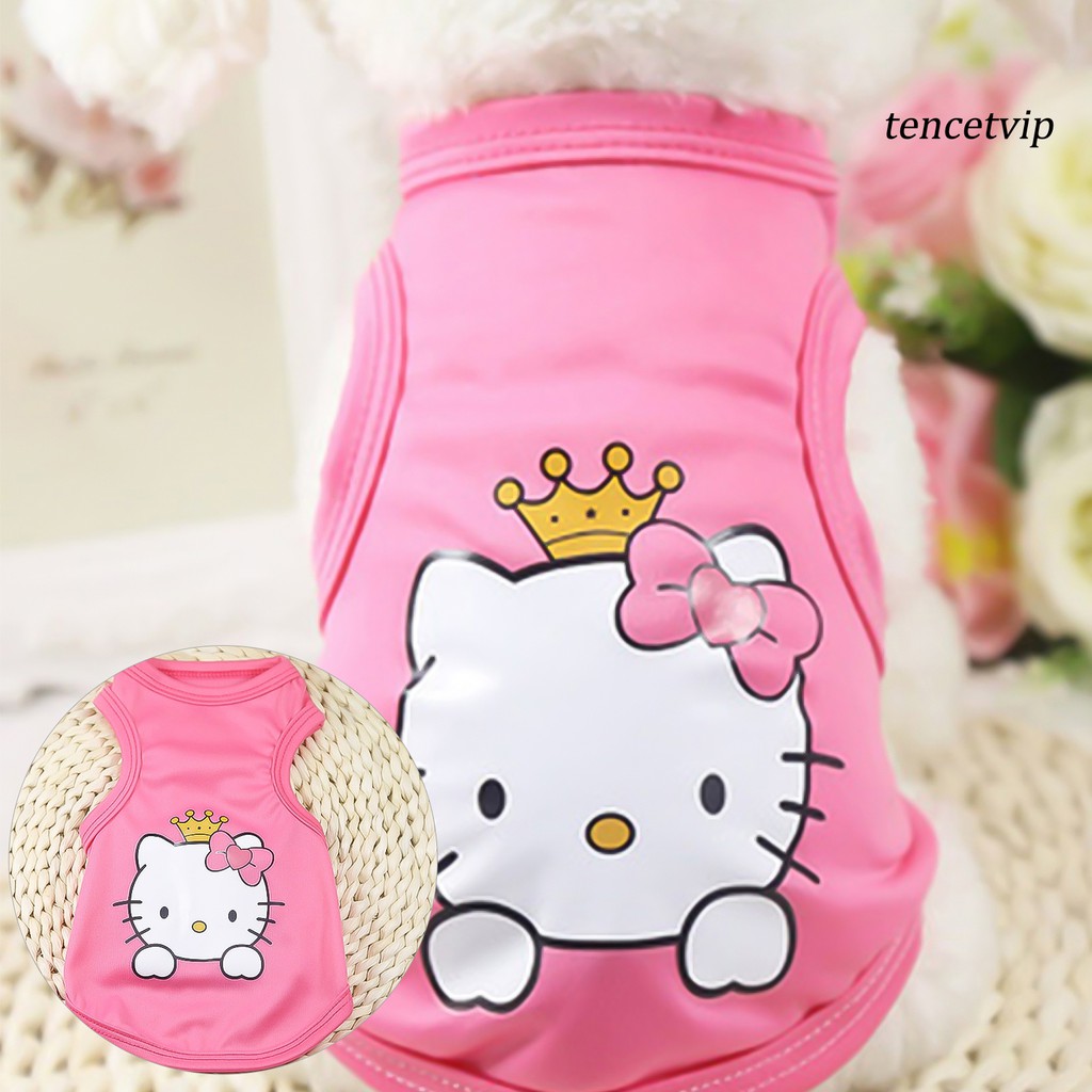 Áo thun mềm thoáng khí in hình mèo đáng yêu cho thú cưng