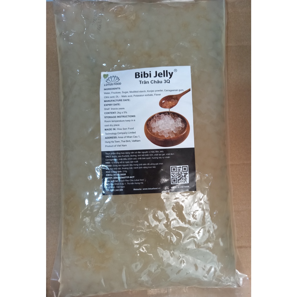 Trân châu ngọc trai TRẮNG 3Q BIBI JELLY bịch 2kg (trân châu giòn)