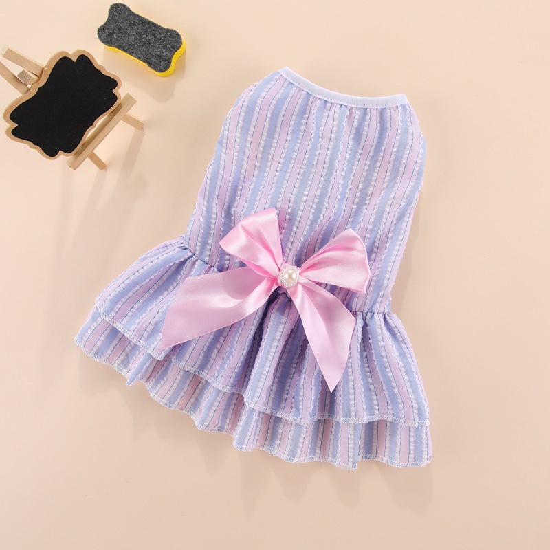 ⭐Hot!⭐Đầm Công Chúa Họa Tiết Sọc Dọc Và Bướm Dễ Thương Thời Trang Mùa Hè Cho Thú Cưng