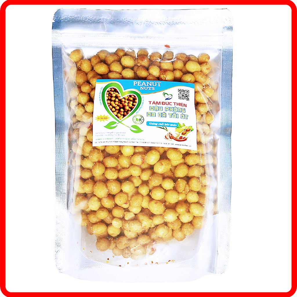 Combo 1KG Đậu Phộng 2 Vị: Rang Muối và Da Cá Rang Tỏi Ớt Tâm Đức Thiện (2 x Túi 500GR)