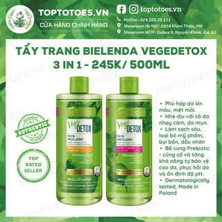 Nước tẩy trang Bielenda Vegedetox 3 in 1 tẩy sạch êm ái, giữ ẩm cho da
